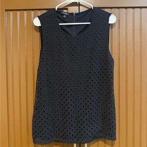 Talbots Black Sleeveless Eyelet Blouse